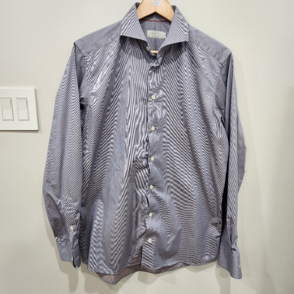 Eton Shirt Mens M 39 15.3/4 Blue Button Up Harrogate Contemporary Long Sleeve - Picture 1 of 12